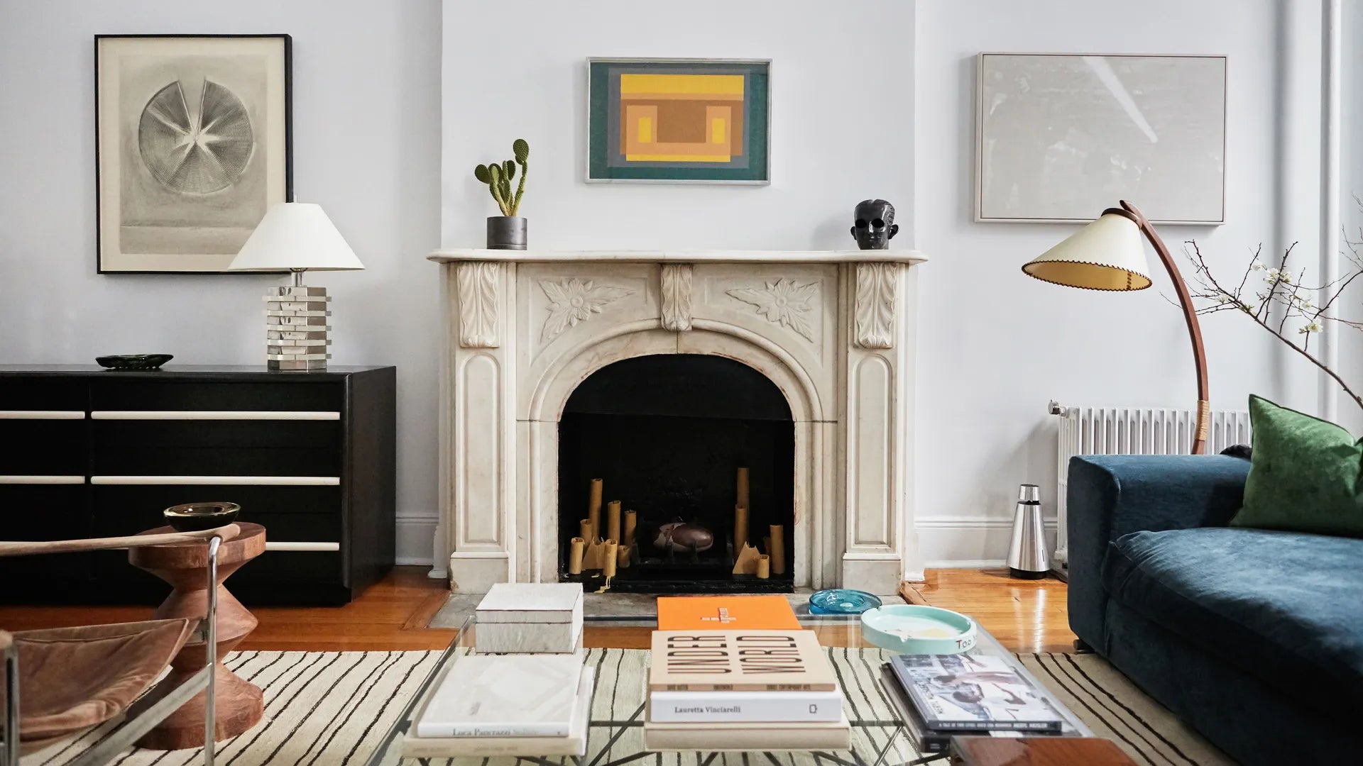 New York Gallerist’s Home Features not 1 but 2 Perfect Fireplaces